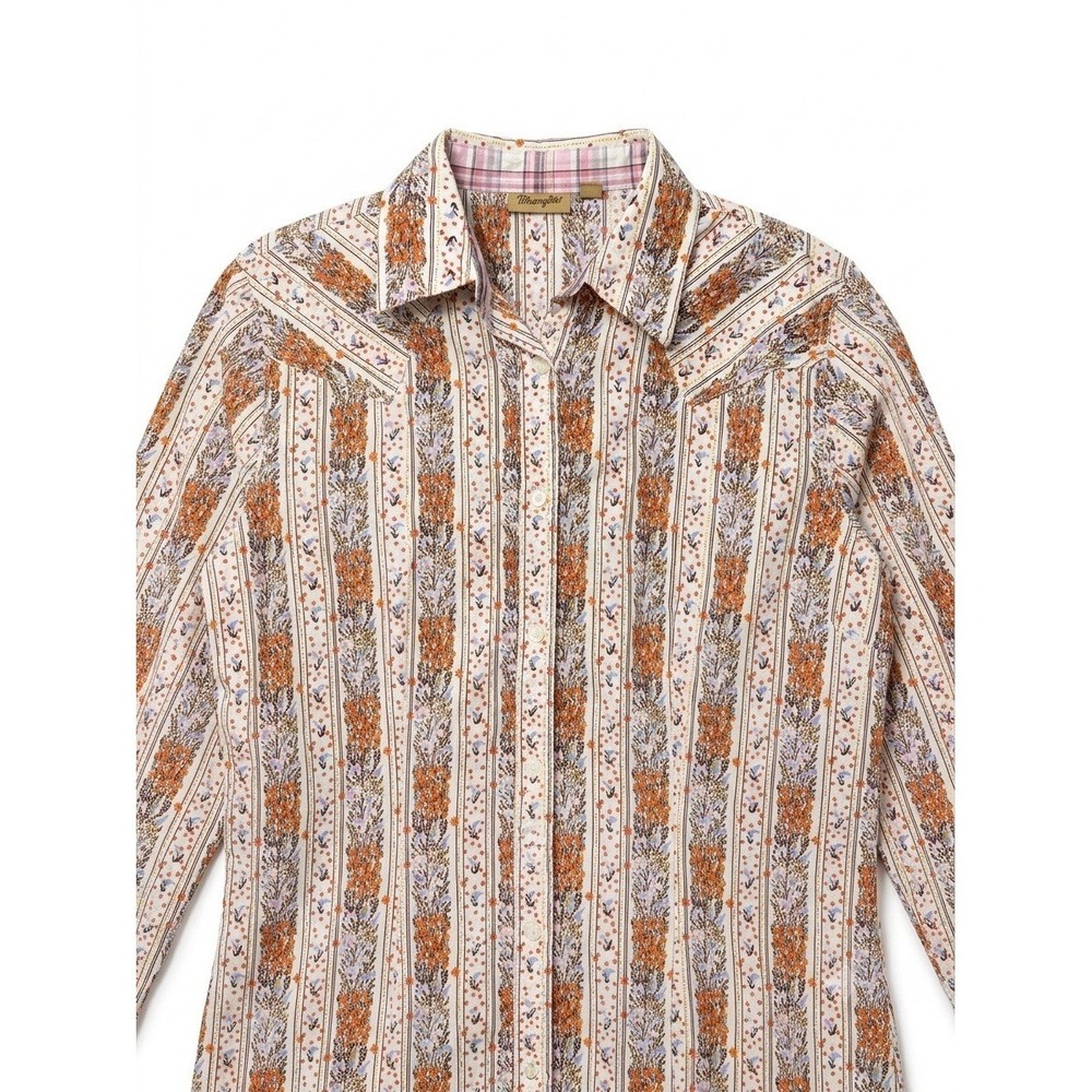 Wrangler Womens Button Down Floral Cotton Western Cowgirl Rodeo Ranch Country